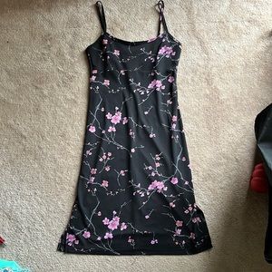 Black and pink flowered mid length dress, byer too, medium